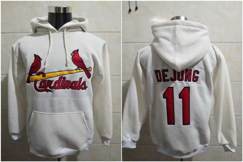 St. Louis Cardinals 11 Dejone White All Stitched Pullover Hoodie,We sell and wholesale St. Louis Cardinals 11 Dejone White All Stitched Pullover Hoodie on line form chian!